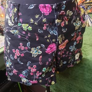 Torrid black and pink floral cuffed shorts